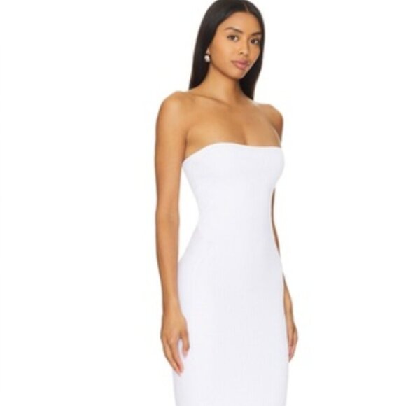 NWT Retrofete Iridescent White Tillee Strapless Knit Midi Dress M NWT - Picture 4 of 5